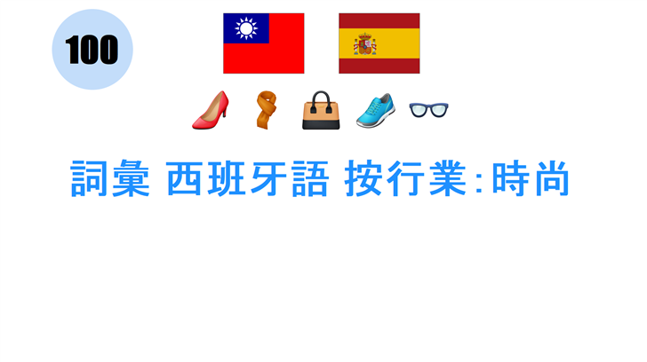詞彙 西班牙語 按行業：時尚